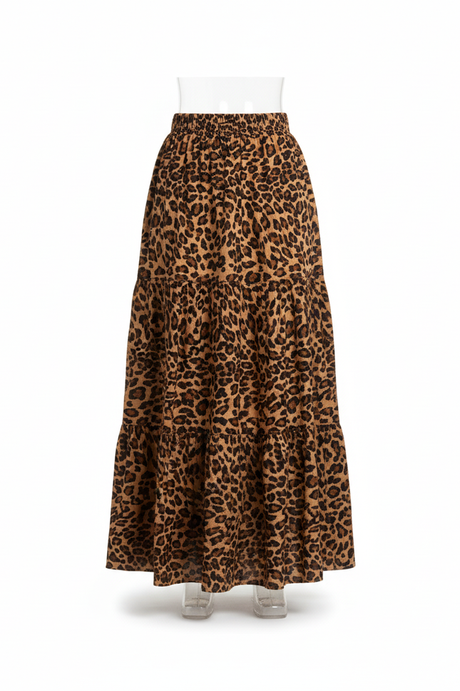 Jupe Léopard Longue Fluide Décontractée