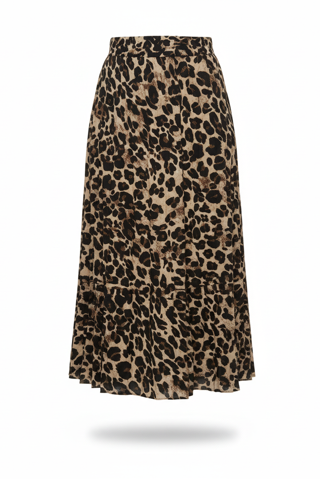 Jupe Léopard Taille Haute Fluide