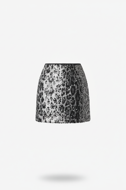 Jupe Léopard À Sequins Mini Chic