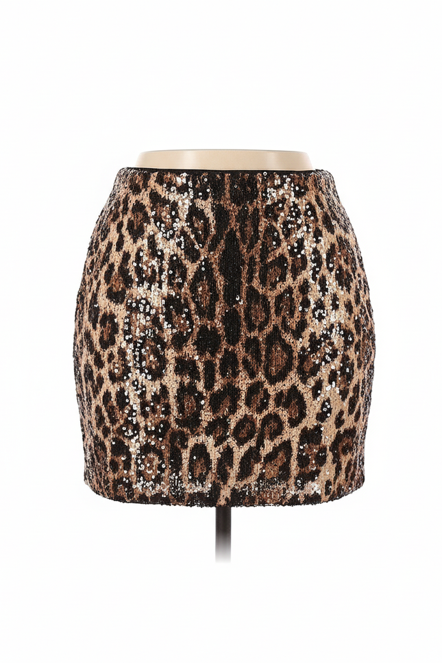 Jupe Léopard Pailletée Moulante Sexy