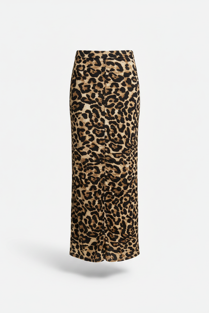 Jupe Léopard Plissée Longue