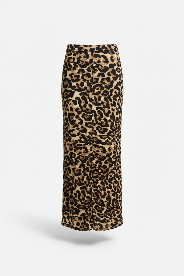 Jupe Léopard Plissée Longue
