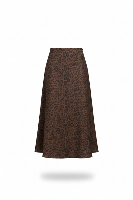 Jupe Léopard Coupe Évasée Midi Élégante