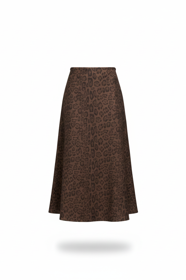 Jupe Léopard Coupe Évasée Midi Élégante