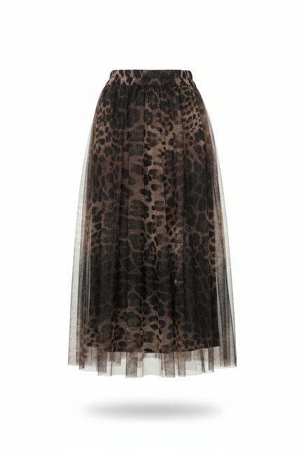 Jupe Léopard Maille Longue Plissée