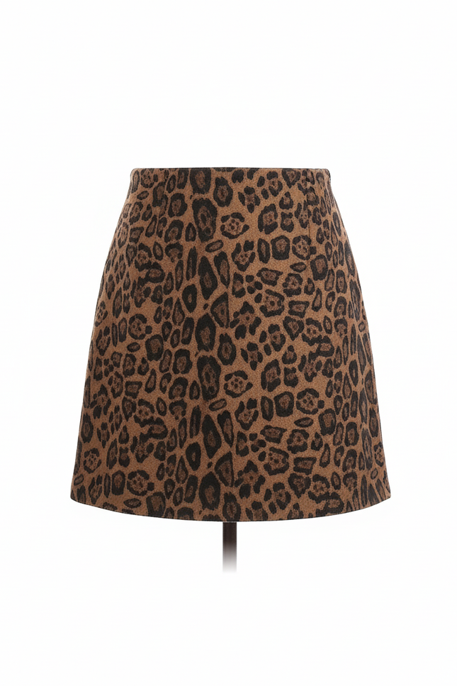 Jupe Léopard Taille Haute Évasée Chic