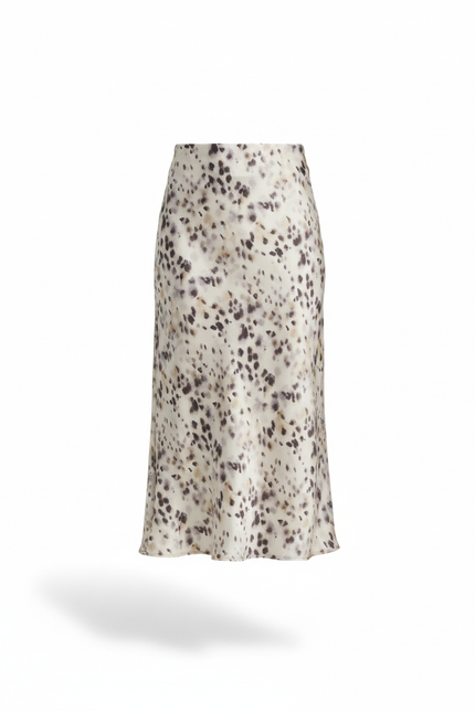 Jupe Léopard Satinée Fluide Élégante Brillante