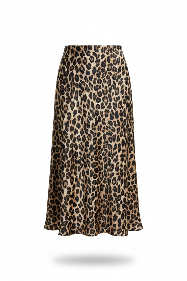 Jupe Léopard Mi-Longue Satinée Chic