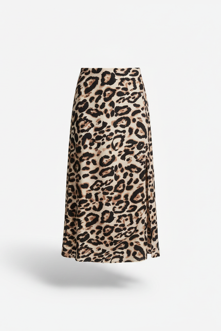 Jupe Léopard Midi Fendue Fluide