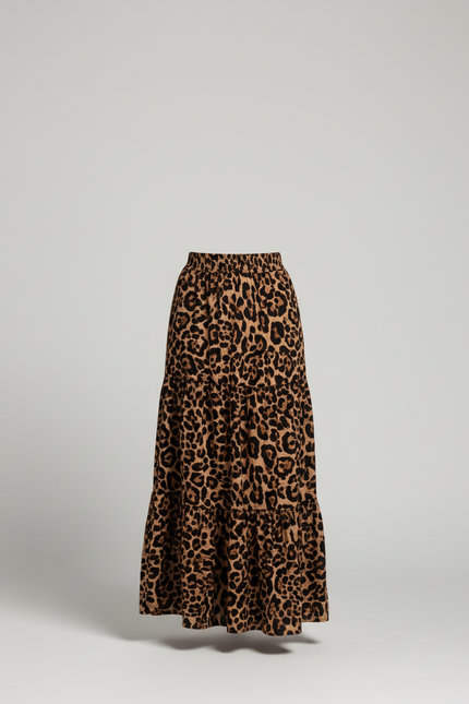 Jupe Léopard Longue À Volants Bohème Aérienne