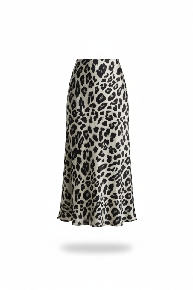 Jupe Léopard Noir Et Blanc Fluide Élégante