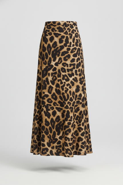 Jupe Léopard Fluide Mi-Longue Élégante