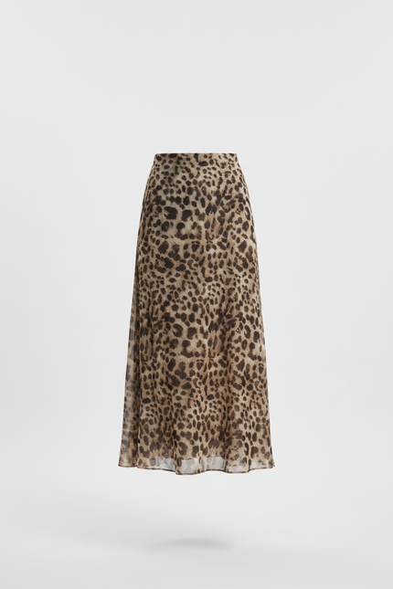 Jupe Léopard Midi Fluide Élégante Classique