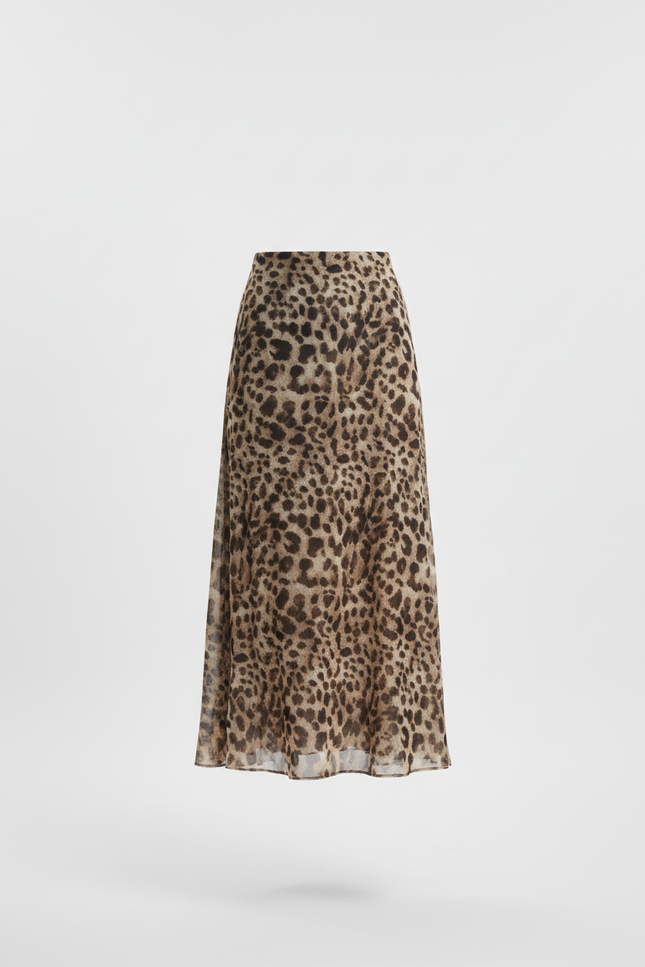 Jupe Léopard Midi Fluide Élégante Classique