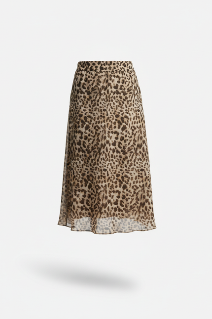 Jupe Léopard Fluide Midi Élégante