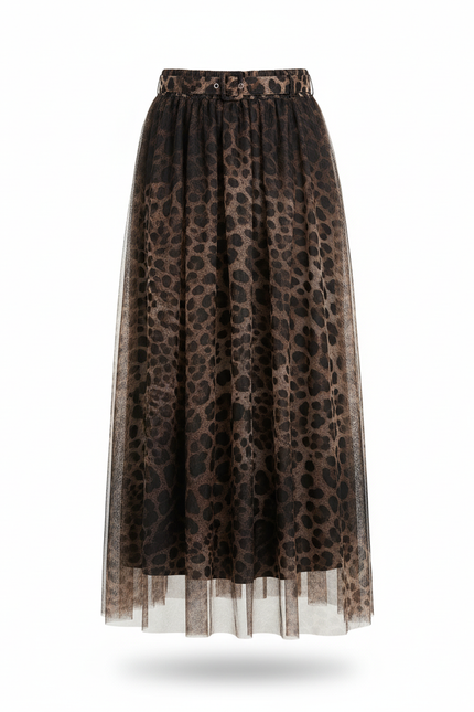 Jupe Léopard Tulle Longue Élégante