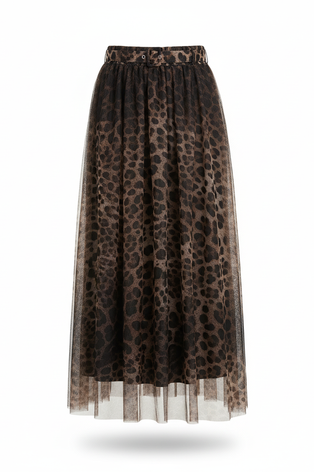 Jupe Léopard Tulle Longue Élégante