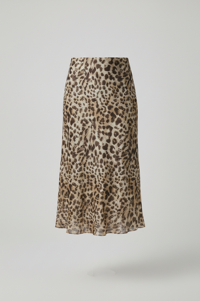 Jupe Léopard Fluide Taille Haute Élégante