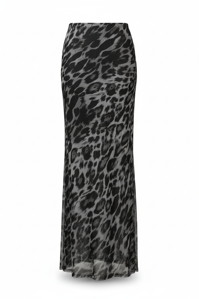 Jupe Léopard Longue Slim Fluide