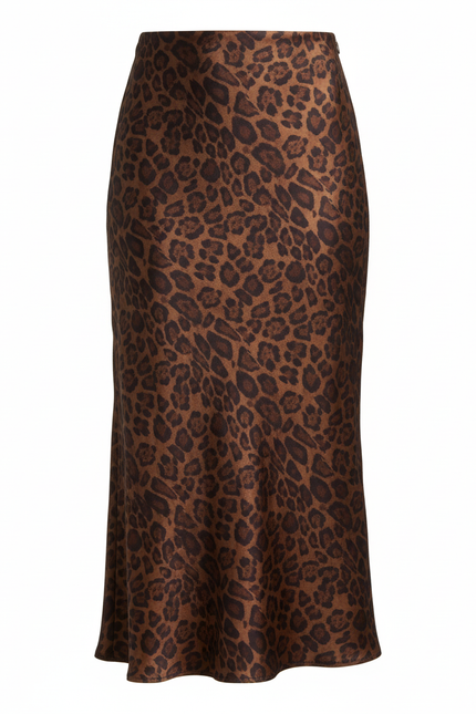Jupe Léopard Marron Fluide Élégante Chaleureuse