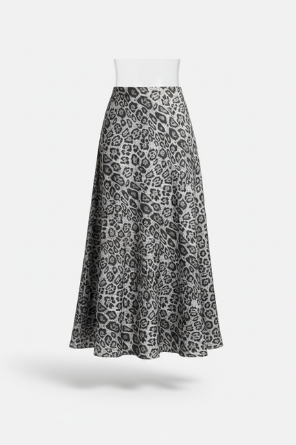 Jupe Léopard Grise Longue Fluide