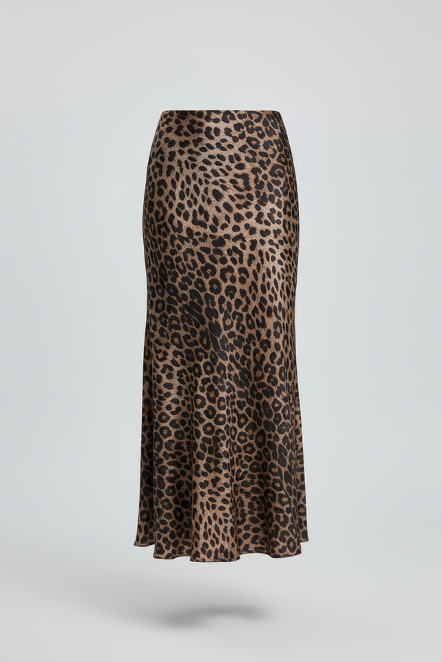 Jupe Léopard Fluide Taille Haute Chic