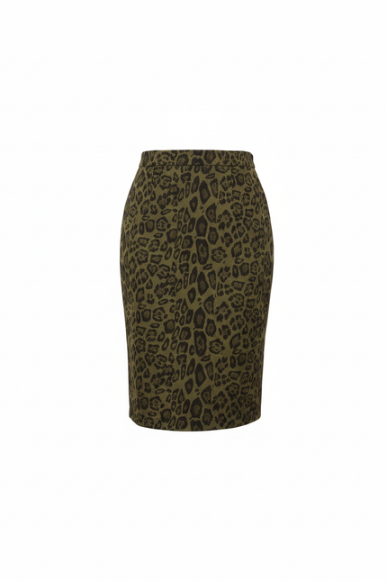 Jupe Leopard Kaki