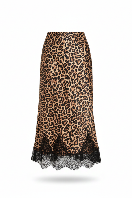 Jupe Léopard Dentelle Fluide Élégante