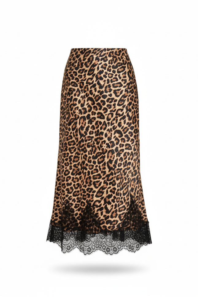 Jupe Léopard Dentelle Fluide Élégante