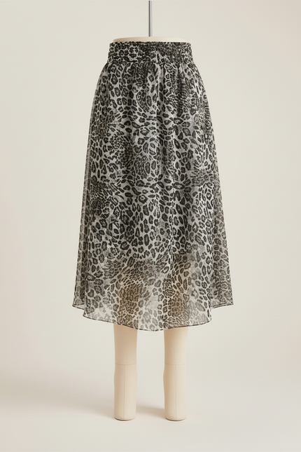 Jupe Léopard Fluide Plissée Élégante