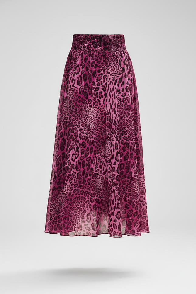 Jupe Léopard Rose Fuchsia Fluide Élégante