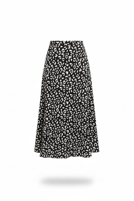 Jupe Léopard Midi Fluide Élégante Soyeuse