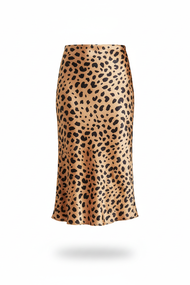 Jupe Léopard Soie Midi Élégante