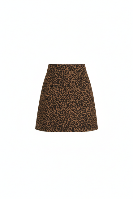 Jupe Léopard Taille Haute Ajustée Chic