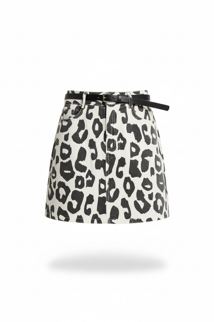 Jupe Léopard Noir Et Blanc Mini Chic
