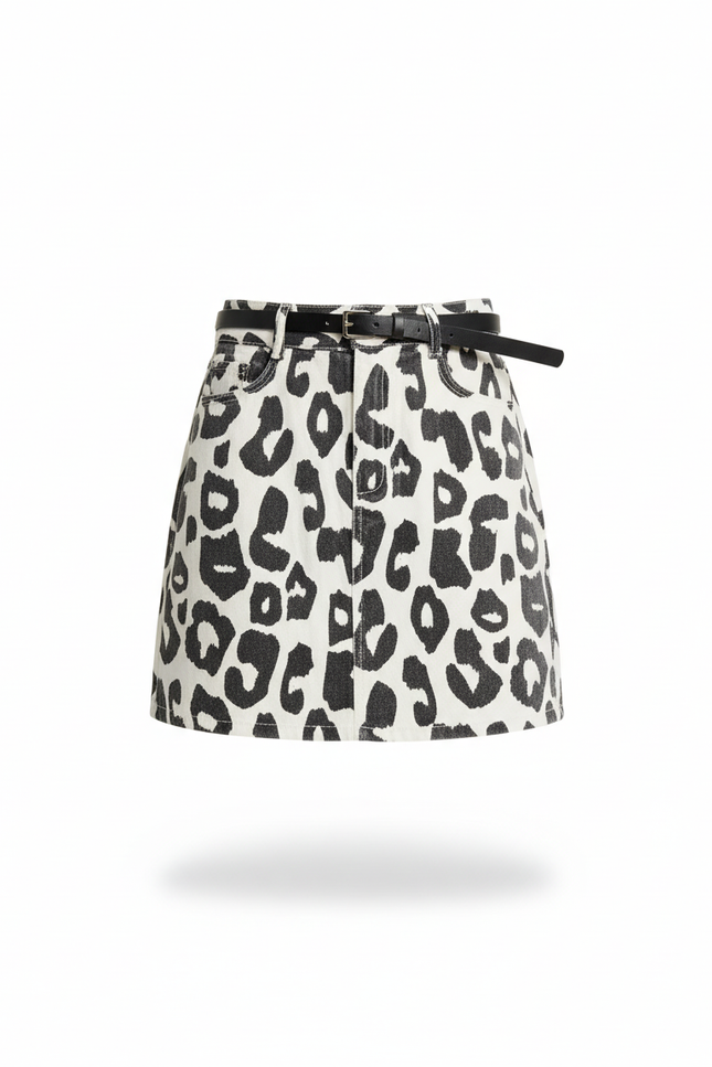 Jupe Léopard Noir Et Blanc Mini Chic