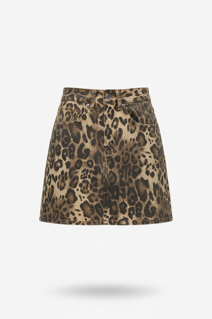 Jupe Léopard Mini Taille Haute Chic Flatteuse
