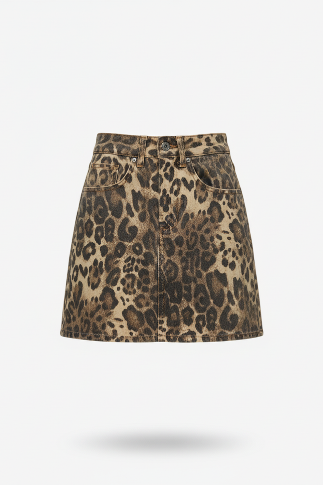 Jupe Léopard Mini Taille Haute Chic Flatteuse