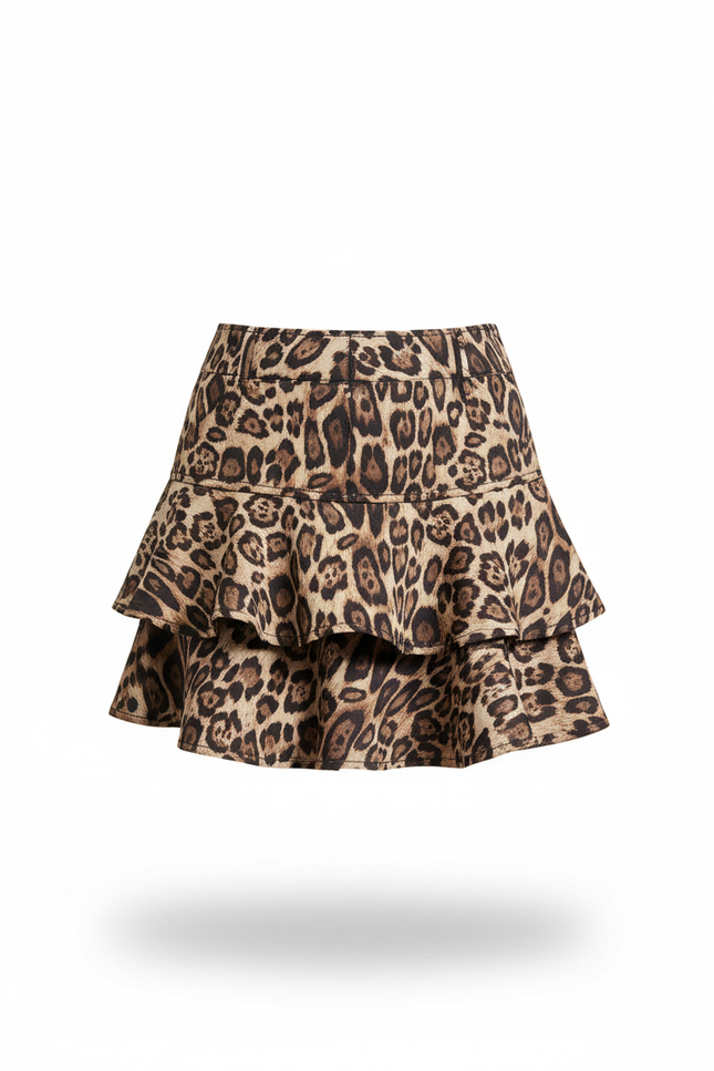 Jupe Léopard Mini Plissée Rétro
