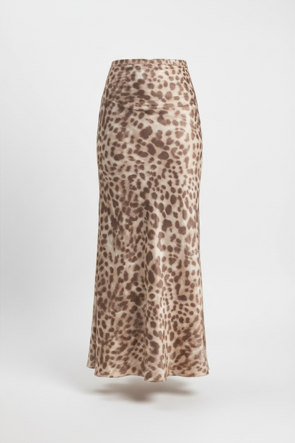 Jupe Léopard Fluide Midi Élégante Raffinée
