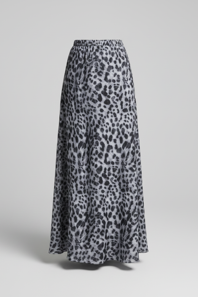 Jupe Léopard Grise Longue Élégante