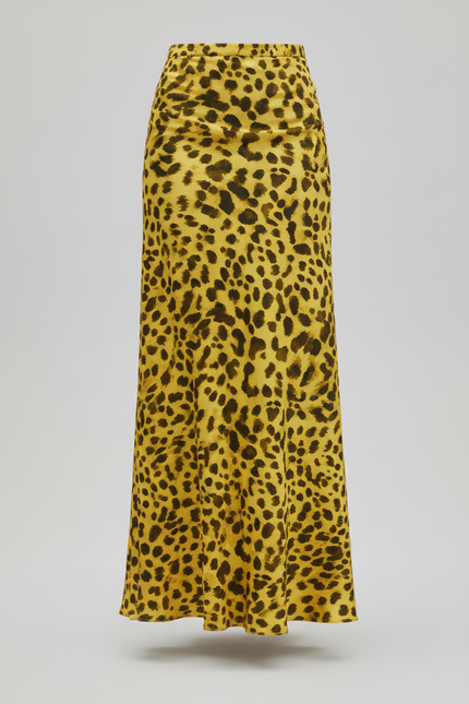 Jupe Léopard Jaune Fluide Élégante