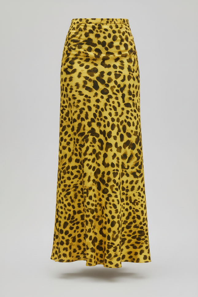 Jupe Léopard Jaune Fluide Élégante