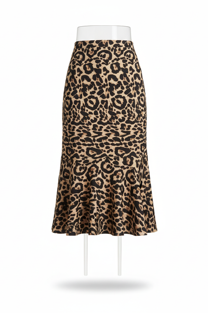 Jupe Léopard Coupe Sirène Élégante Glamour