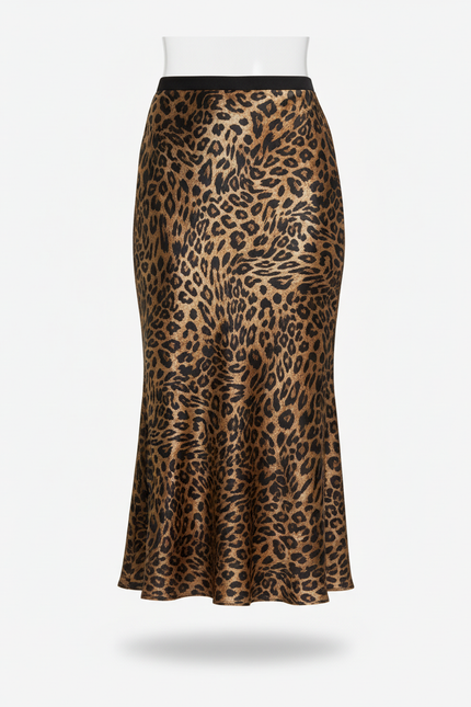 Jupe Léopard Fluide Coupe Sirène Élégante
