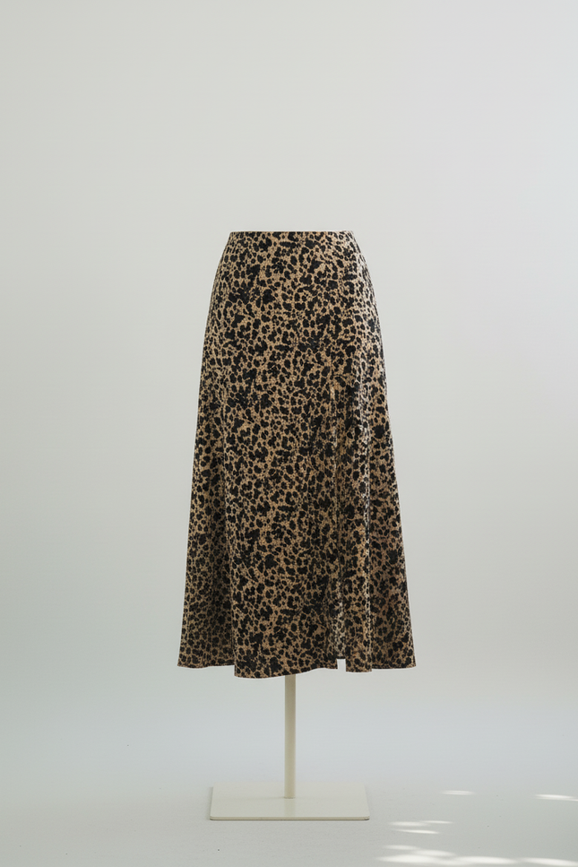 Jupe Léopard Fente Haute Fluide Élégante