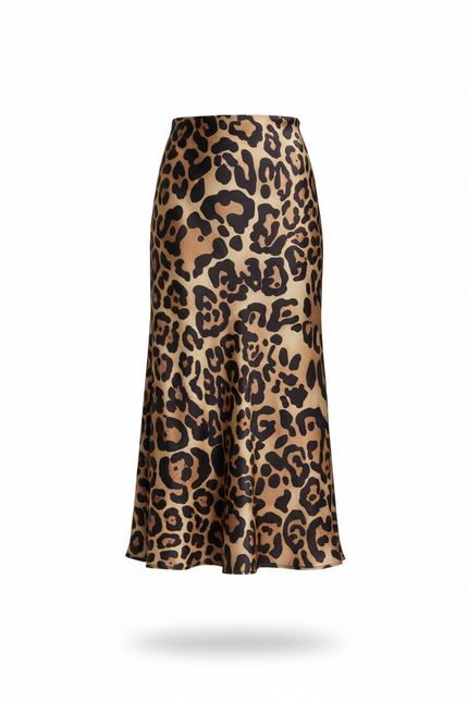 Jupe Léopard Satinée Longue Fluide