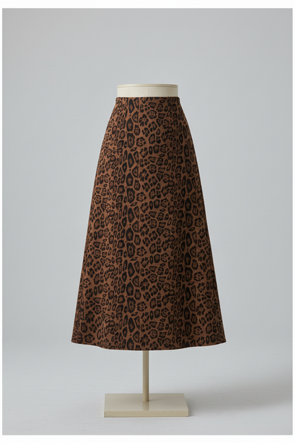 Jupe Léopard Droite Midi Élégante