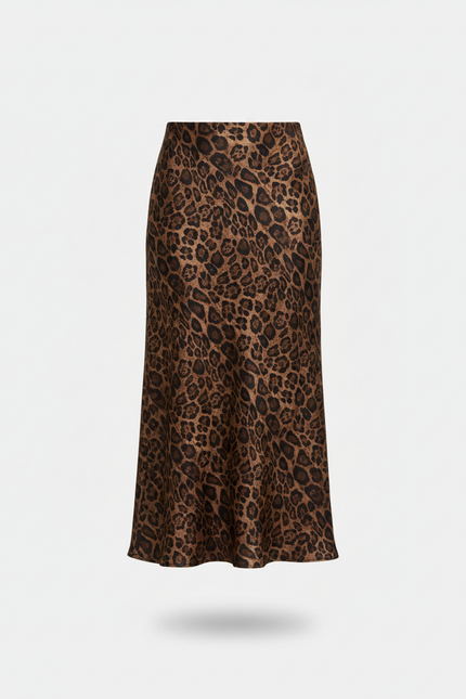 Jupe Léopard Fluide Midi Élégante Romantique