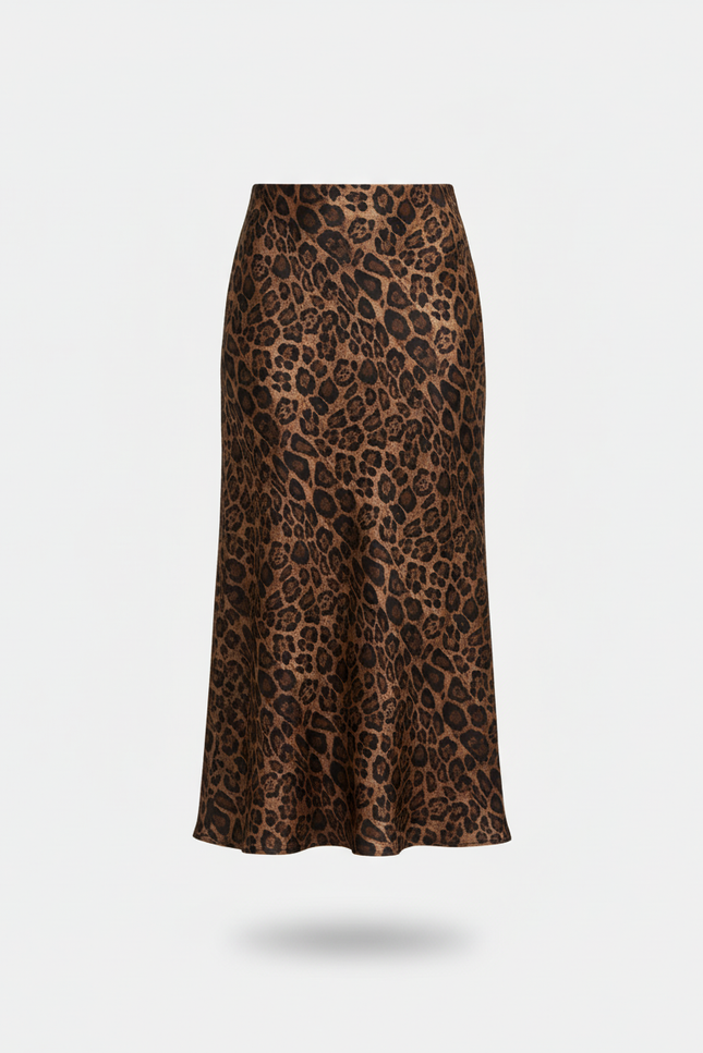 Jupe Léopard Fluide Midi Élégante Romantique